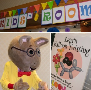 Kids' Room with costumed characters, crafts, stories, more